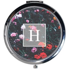 Personalized Initial Flower Mini Round Mirror