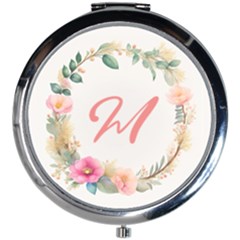 Personalized Initial Flower Mini Round Mirror