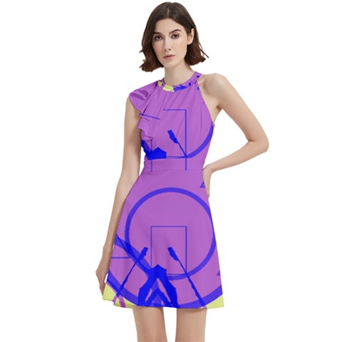 Cocktail Party Halter Sleeveless Dress With Pockets 