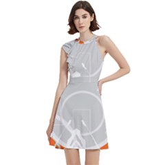 Dress  - Cocktail Party Halter Sleeveless Dress With Pockets