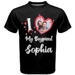 Personalized I Love My Girlfriend Photo Women Cotton Tee - Men s Cotton T-Shirt