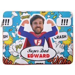 Personalized Photo Super Dad Name Laptop Sleeve Case with Pocket (4 styles) - 17  Vertical Laptop Sleeve Case With Pocket
