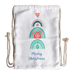 Personalized Any Text Xmas Tree Drawstring Bag - Drawstring Bag (Large)