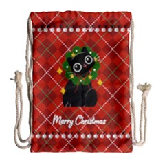 Personalized Any Text Xmas Cats Drawstring Bag