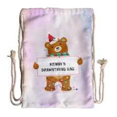 Personalized Any Text Xmas Bear Drawstring Bag - Drawstring Bag (Large)