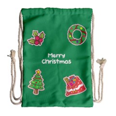 Personalized Any Text Xmas Patch Style Drawstring Bag - Drawstring Bag (Large)