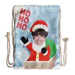 Personalized Photo Any Text Xmas Santa Claus Drawstring Bag - Drawstring Bag (Large)