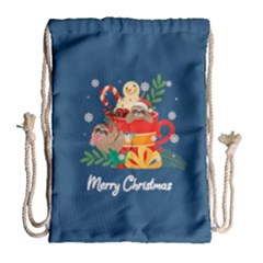 Personalized Any Text Xmas Sloth Drawstring Bag - Drawstring Bag (Large)