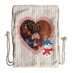 Personalized Photo Any Text Xmas Knitted Style Drawstring Bag