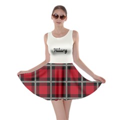 Personalized Name Xmas Checked Pattern Skater Dress