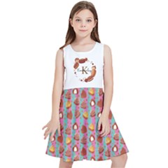 Personalized Name Stripe Chocolate Pattern Kids  Skater Dress