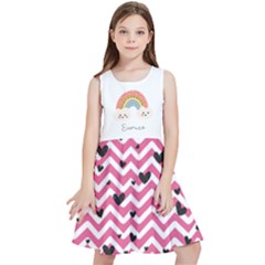 Personalized Name Rainbow with Stripe Heart Pattern Kids  Skater Dress