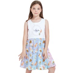 Personalized Name Hand Draw Style Ice Cream Pattern Kids  Skater Dress