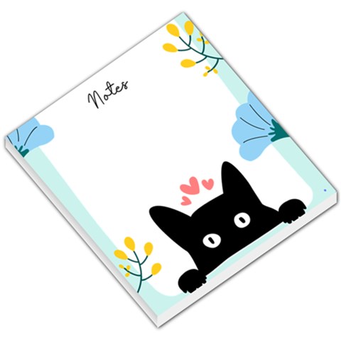 Personalized Name Any Text Flower With Black Cat Small Memo Pads By Katy