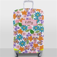 Personalized Name Any Text Floral luggage cover - Luggage Cover (Large)