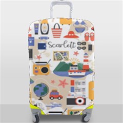 Personalized Name Any Text Travel Illustration Luggage Cover