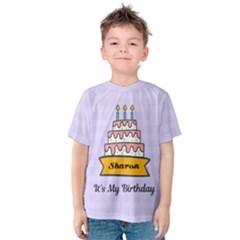 Personalized Name Any Text Birthday Cake Kids  Cotton T-Shirt