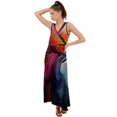 V-Neck Chiffon Maxi Dress