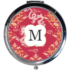 Dragon Pattern Initial  - Mini Round Mirror