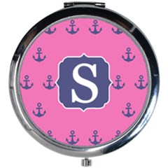 Anchor Pattern Initial - Mini Round Mirror