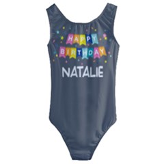 Personalized Happy Birthday Name Any Text - Kids  Cut-Out Back One Piece Swimsuit