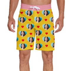 Personalized Photo Many Face Head Heart - Men s Beach Shorts