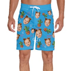 Personalized Photo Many Face Head Cactus - Men s Beach Shorts