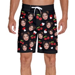 Personalized Photo Many Face Head Cherry Boxer - Men s Beach Shorts