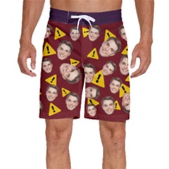 Personalized Photo Many Face Head Warning - Men s Beach Shorts