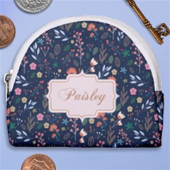 Personalized Floral Pattern Name Any Text - Horseshoe Style Canvas Pouch