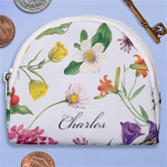 Personalized Hand Drawn Floral Name Any Text - Horseshoe Style Canvas Pouch