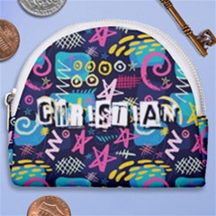 Personalized Hand Drawn Graffiti Name Any Text - Horseshoe Style Canvas Pouch