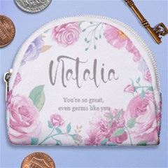 Personalized Floral Short Quotes Name Any Text - Horseshoe Style Canvas Pouch