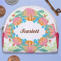 Personalized Floral Name Any Text - Horseshoe Style Canvas Pouch