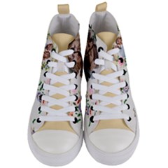 Personalized Wedding Floral wreath Love Photo Name - Women s Mid-Top Canvas Sneakers