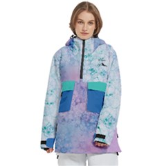 Personalized Light Marble Color Logo Any Text Name - Women s Pullover Zip Ski and Snowboard Waterproof Breathable Jacket