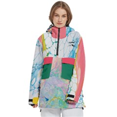 Personalized Marble Bubble Color Logo Any Text Name - Women s Pullover Zip Ski and Snowboard Waterproof Breathable Jacket