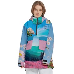 Personalized Colorful Flower Logo Any Text Name - Women s Pullover Zip Ski and Snowboard Waterproof Breathable Jacket