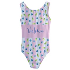 Personalized Any Text Blueberry  - Kids  Cut-Out Back One Piece Swimsuit