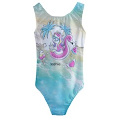 Personalized Any Text Unicorn Summer Time - Kids  Cut-Out Back One Piece Swimsuit