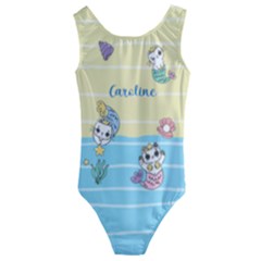 Personalized Any Text Cat Mermaid - Kids  Cut-Out Back One Piece Swimsuit