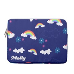 Personalized Name Rainbow Pattern - 13  Vertical Laptop Sleeve Case With Pocket