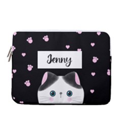 Custom Cat  - 13  Vertical Laptop Sleeve Case With Pocket