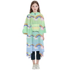 Personalized Name Rainbow Unicorn - Kids  Hooded Rain Ponchos