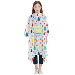 Personalized Name Rainy Pattern - Kids  Hooded Rain Ponchos