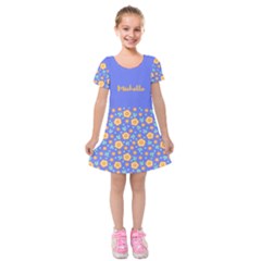 Personalized Any Text Flower - Kids  Short Sleeve Velvet Dress