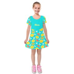 Personalized Any Text Lemon - Kids  Short Sleeve Velvet Dress