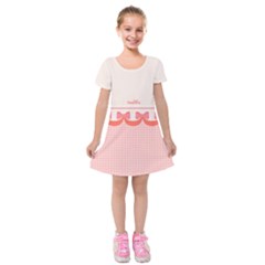 Personalized Any Text Checked Pattern with Ribbon - Kids  Short Sleeve Velvet Dress