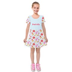 Personalized Any Text Ice Cream Pattern - Kids  Short Sleeve Velvet Dress