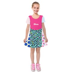 Personalized Any Text Mixed Pattern Dot and Animal Skin - Kids  Short Sleeve Velvet Dress